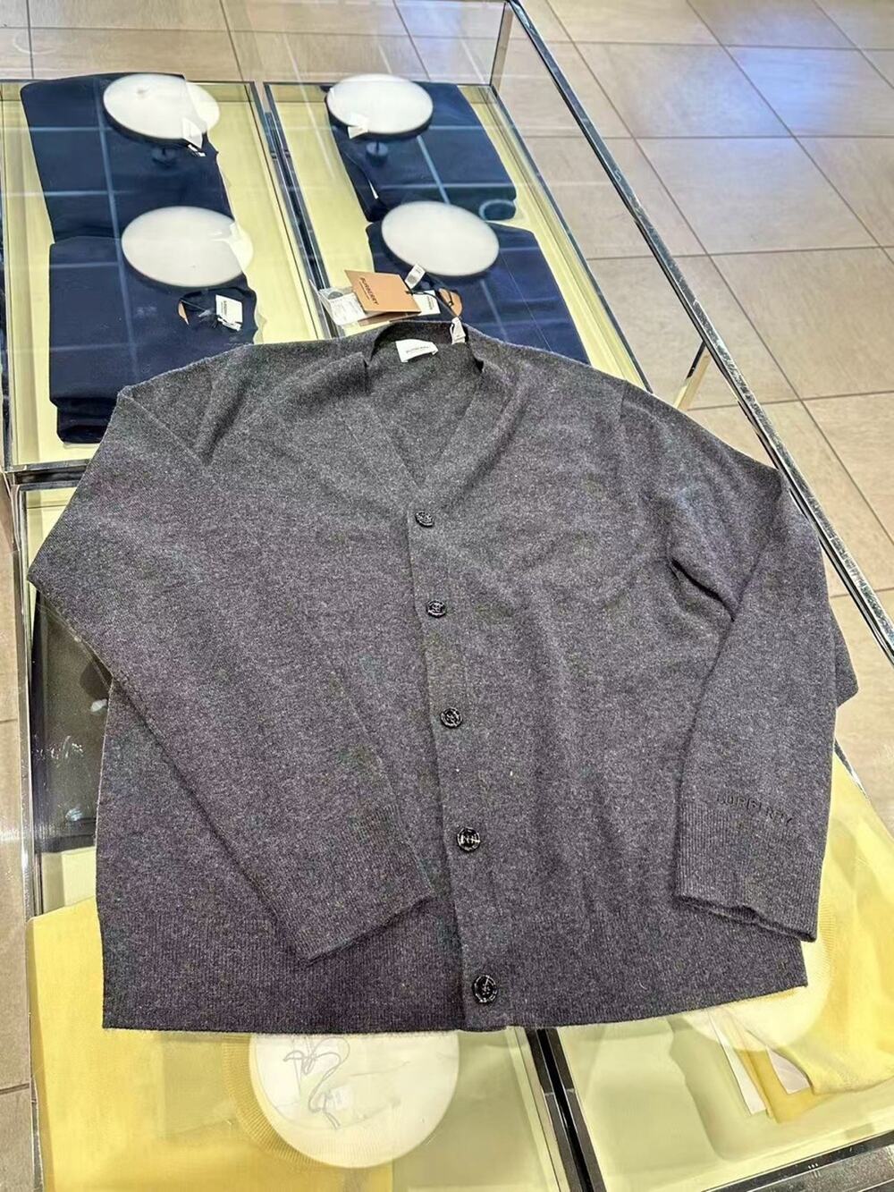 Burberry cashmere dark grey cardigan xs